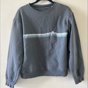 Patagonia Uprisal Crew Neck Ridge Rise Stripe Plume Gray Blue Women M Sweatshirt